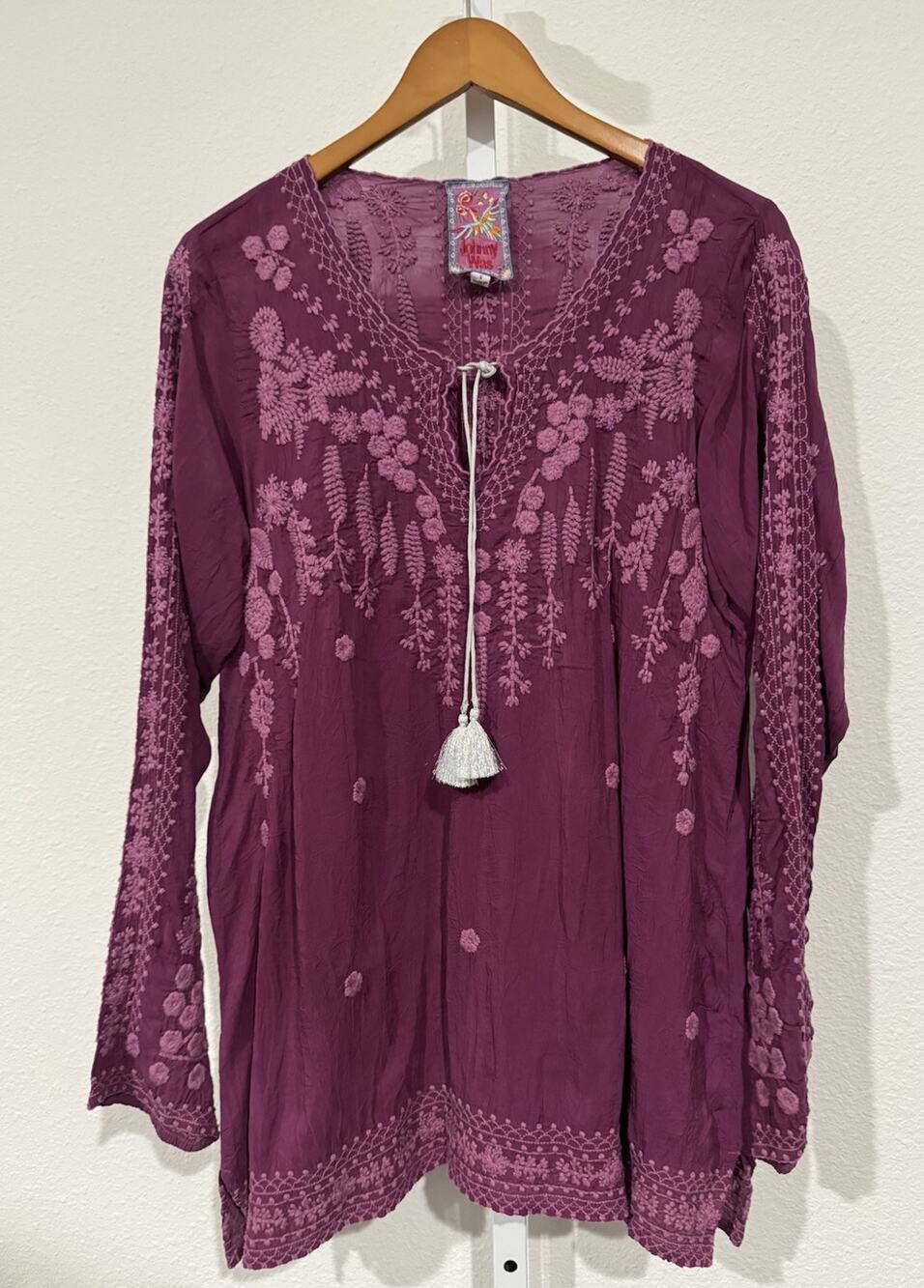 Johnny Was Santorini S Embroidered Tunic Top EUC